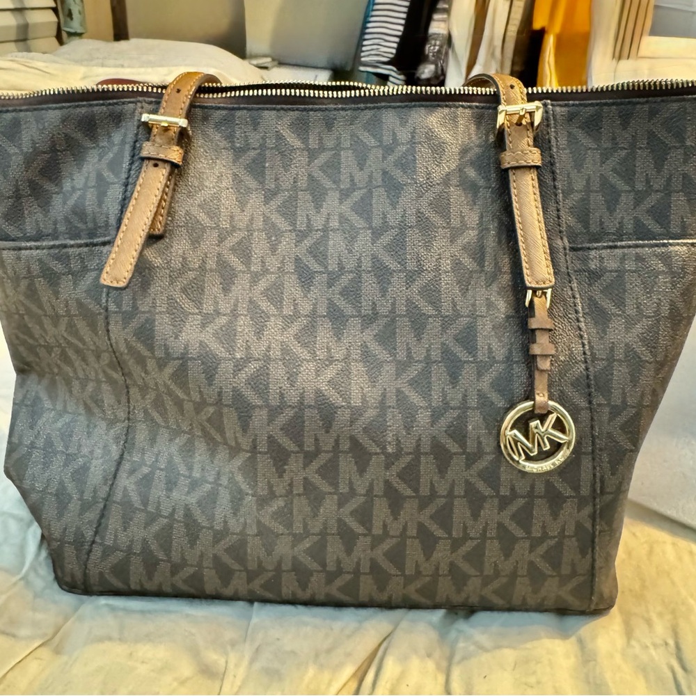 Michael Kors Monogrammed brown and tan Tote